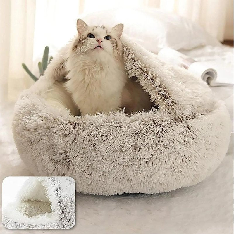 Lit Semi-Fermé Cozy Nest pour Chats et Petits Chiens