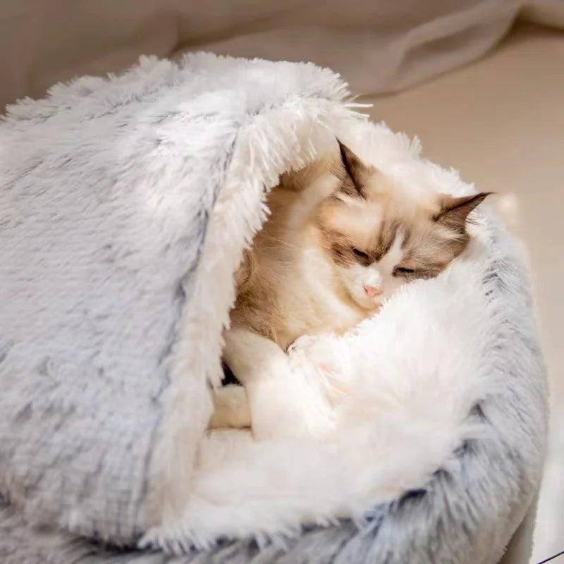 Lit Semi-Fermé Cozy Nest pour Chats et Petits Chiens